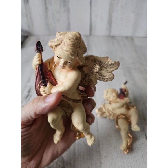 Vintage hanging cherub angel baby musical banjo Xmas Nativity statue religious d - Picture 6 of 14